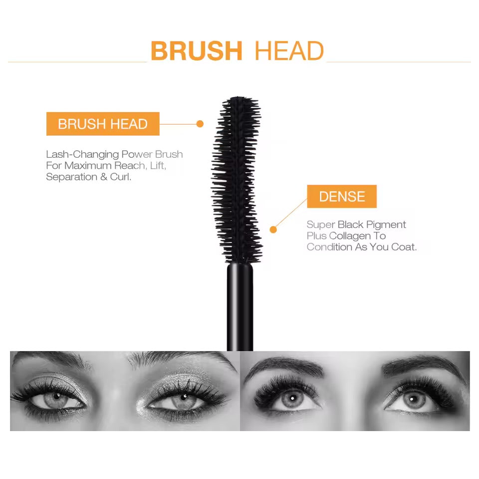 O.TWO.O Waterproof Microfiber Mascara Black Long Lasting Extension & Curling Lash Mascara
